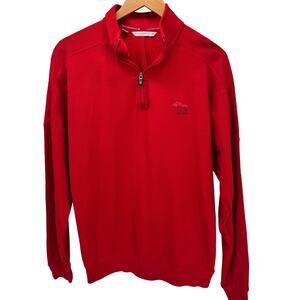 Cutter & Buck Sweatshirt Mens Medium Red 1/4‎ Zip Pima Cotton TORREY PINES Golf
